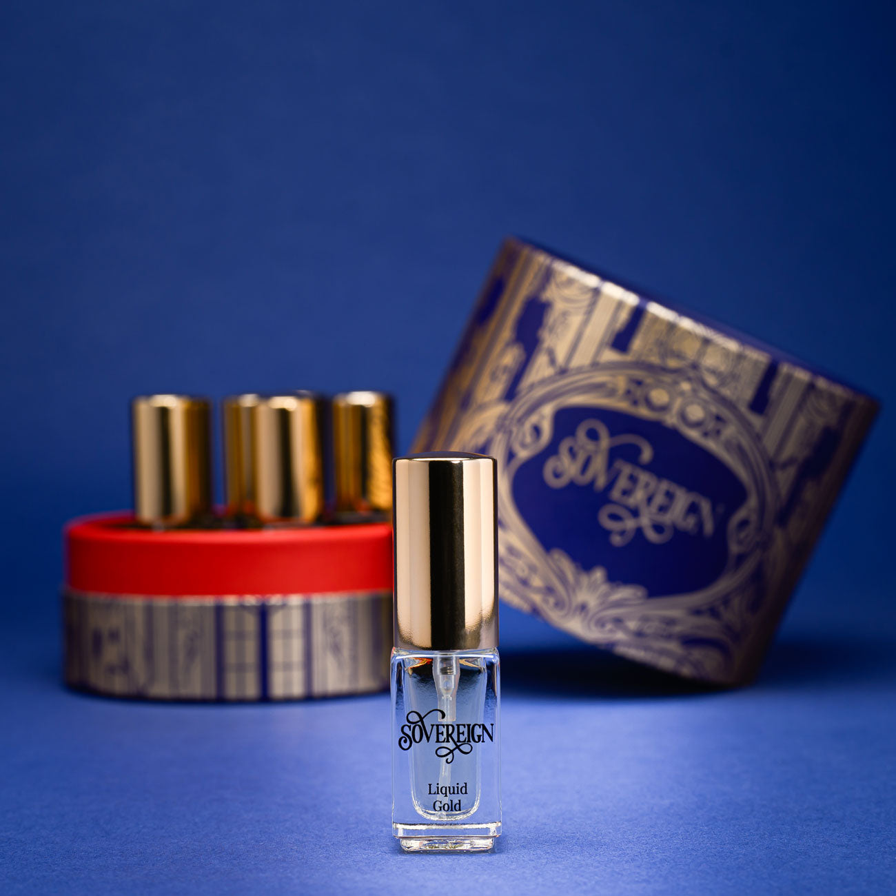 Sovereign fragrance discovery set presentation box containing six 3ml luxury perfume vials