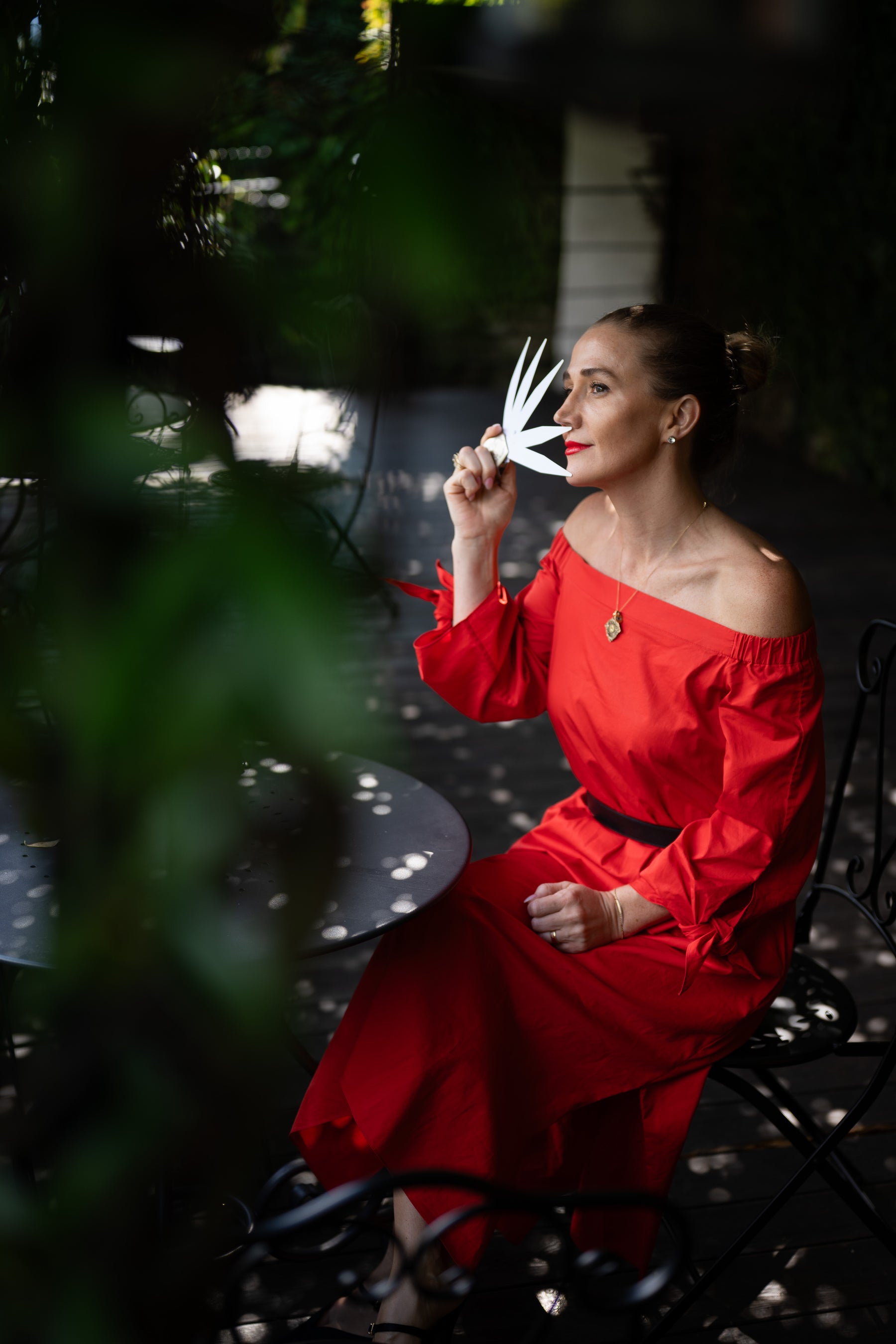 Perfumer smelling scent strips